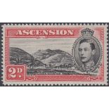 STAMPS ASCENSION 1949 GVI 2d black & scarlet, lightly M/M with 'Mountaineer flaw', SG 41ca.