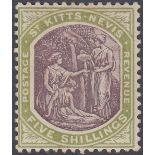 STAMPS ST KITTS 1903 5/- Dull Purple and Sage Green,