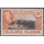 STAMPS FALKLANDS 1938 10/- Black and Orange Brown,