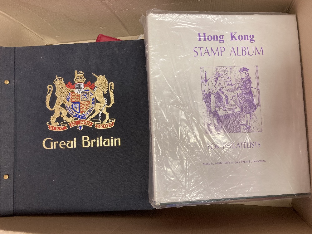 STAMPS : Box with seven albums and some pages, mainly British Commonwealth including Great Britain,