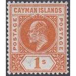 STAMPS CAYMAN 1902 1/- Orange,