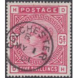 GREAT BRITAIN STAMPS : 1883 5/- Crimson, superb used example,