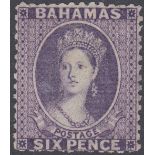 STAMPS BAHAMAS 1863 6d Deep Violet, perf 12.5.