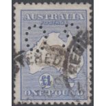 STAMPS AUSTRALIA 1915 £1 chocolate & dull blue with 'OS' perfin,