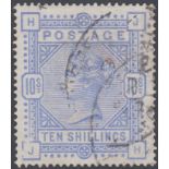 GREAT BRITAIN STAMPS : 1883 10/- COBALT, lightly used example,