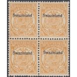 STAMPS SWAZILAND 1889 2/6 Buff, unmounted mint block of four,