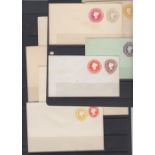 POSTAL STATIONERY selection of 14 different QV unused double compound stationery dies,