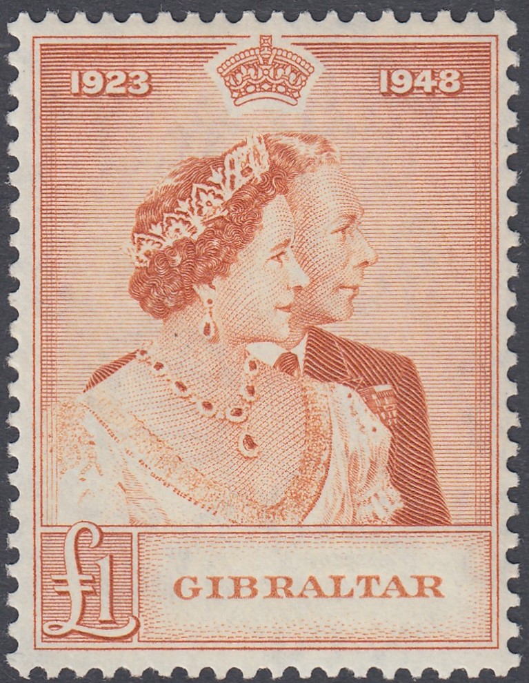 STAMPS GIBRALTAR 1948 Royal Silver Wedding, U/M pair, SG 134-35. Cat £61.