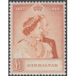 STAMPS GIBRALTAR 1948 Royal Silver Wedding, U/M pair, SG 134-35. Cat £61.