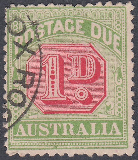 STAMPS AUSTRALIA 1909 Postage Due 1d rose & yellow green, perf 11 (line),