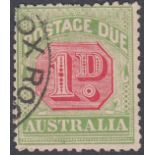 STAMPS AUSTRALIA 1909 Postage Due 1d rose & yellow green, perf 11 (line),