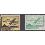 STAMPS : 1935 Rocket Post stamps in green and black,