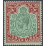 STAMPS BERMUDA 1924 10/- Green and Red/Pale Emerald,