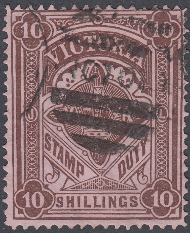 STAMPS 1884 Victoria 10/- Brown/Rose used perf 12.