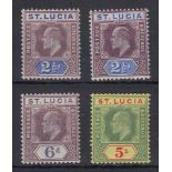 STAMPS ST LUCIA 1904 mounted mint issues 2 1/2d (2),