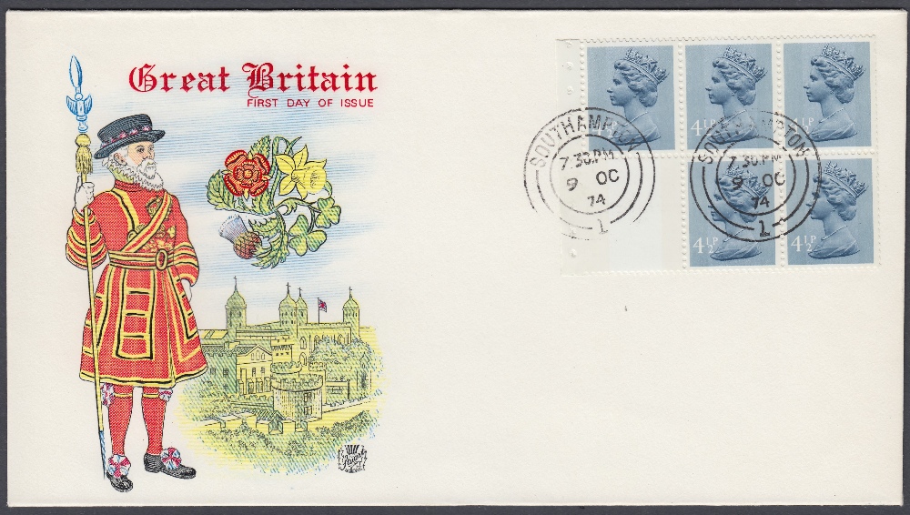 GREAT BRITAIN STAMPS FIRST DAY COVER 1974 9th Oct, Machin 45p booklet,