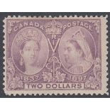 STAMPS CANADA 1897 Jubilee $2 Deep Violet, mounted mint, heavy hinge mark SG 137 Cat £1,