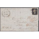 STAMPS GREAT BRITAIN PENNY BLACK Plate 8 four margin example on wrapper, 17th July 1841,