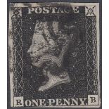 GREAT BRITAIN PENNY BLACK Plate 5 lettered RB ,