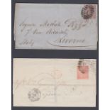 GREAT BRITAIN STAMPS : Two QV 1860s wrappers sent from London,