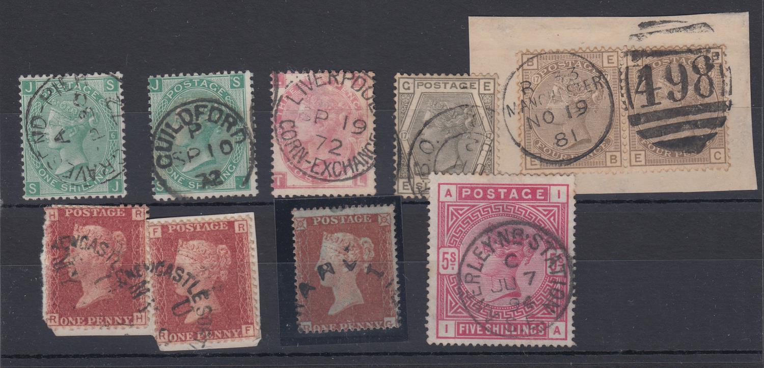 GREAT BRITAIN STAMPS : QV used selection on stock card, including Penny Reds with CDS/Town cancels,