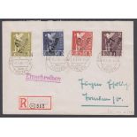 STAMPS GERMANY 1948 Treuen overprinted set to 5m on cover,