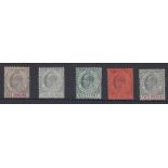 STAMPS GIBRALTAR 1902-3 mounted mint issues on stock card, 1/2d, 1d,