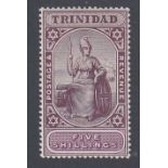 STAMPS TRINIDAD 1906 5/- Deep Purple and Mauve,