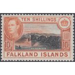 STAMPS FALKLANDS 1942 10/- Black and Orange,