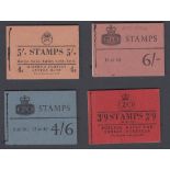 GREAT BRITAIN STAMPS : Four QEII booklets G17 3/9, H3 5/-, L63 4/6, Q19 6/-,