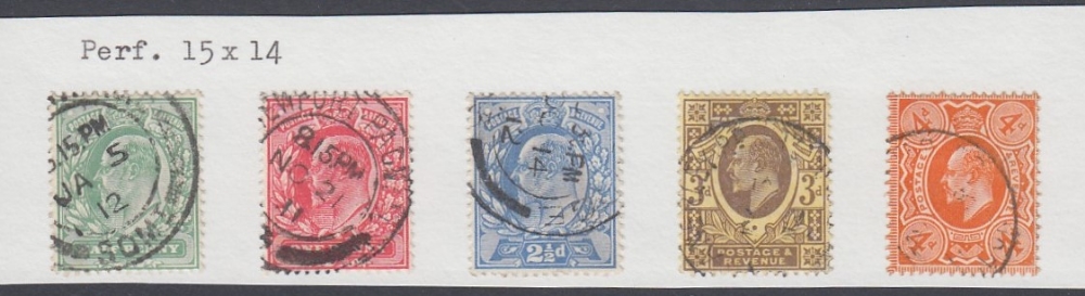 GREAT BRITAIN STAMPS : 1911 perf 15x14 used set to 4d SG 277-86