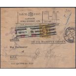 GREAT BRITAIN STAMPS : Parcel Post full label with EDVII 2d's and 3d