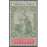 STAMPS TRINIDAD 1921 £1 Green and Carmine,