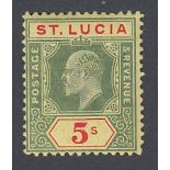 STAMPS ST LUCIA 1907 5/- Green and Red Yellow,