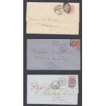 GREAT BRITAIN STAMPS : Three QV wrappers with surface printed stamps, all sent from London to Paris,