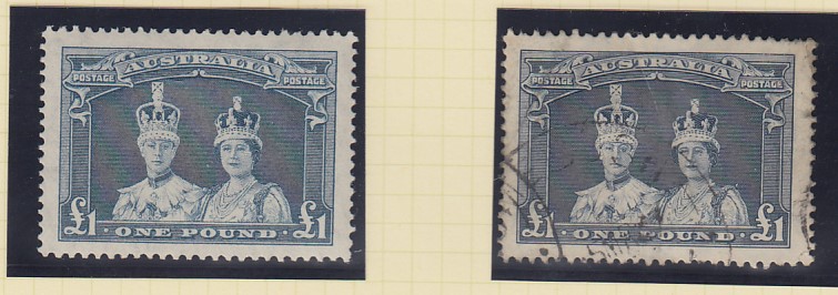 STAMPS AUSTRALIA 1938 George VI £1 bluish slate, fine lightly M/M, SG 178a, Cat £75.