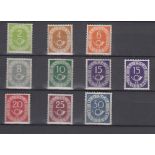 STAMPS GERMANY 1951 Posthorn definitive issue, a lightly M/M range of ten values from 2pf to 30pf,