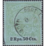 STAMPS MAURITIUS 1902 2r 50c Green and Black Blue,