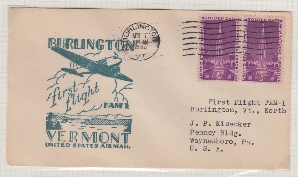 STAMPS AIRMAIL : USA, five first flight covers on album pages, four from 1930s, the other is 1954. - Image 3 of 3