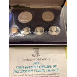 COINS : 1973 British Virgin Islands Proof Coin set in special case with gloves