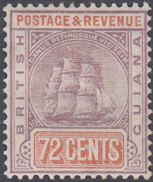 STAMPS BRITISH GUIANA 1889 72c Dull Purple and Yellow Brown,