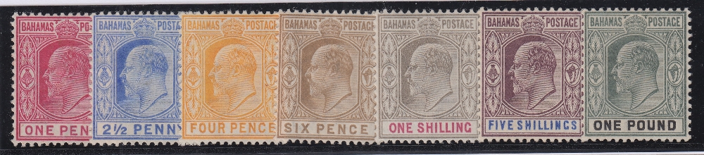 STAMPS BAHAMAS 1902 lightly mounted mint set to £1 SG 62-70 Cat £375