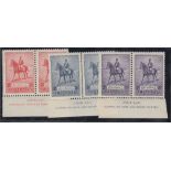 STAMPS AUSTRALIA 1935 Silver Jubilee, set of three in U/M 'JOHN ASH' imprint marginal pairs,