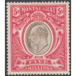 STAMPS MONTSERRAT 1907 5/- Black and Red,