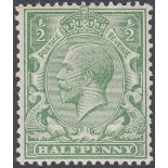 GREAT BRITAIN STAMPS : 1913 1/2d Very Pale Green,