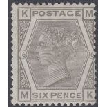 GREAT BRITAIN STAMPS : 1878 6d Grey plate 16 lettered (MK),
