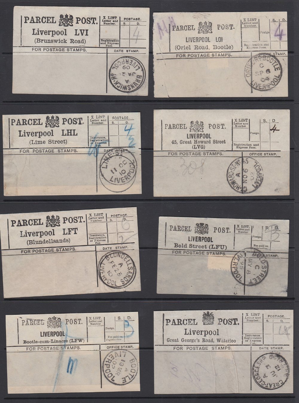 LIVERPOOL PARCEL POST LABELS, selection