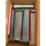 Box of empty used stockbooks,