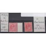 GREAT BRITAIN STAMPS : 1902 1d Pale Rose Carmine M7(4) and 1d Rose Carmine M5(4),