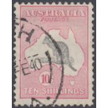 STAMPS AUSTRALIA : 1932 10/- Grey and Pink Roo,